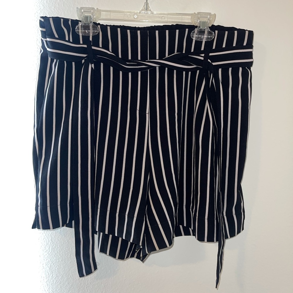 Black Striped High Waisted Shorts